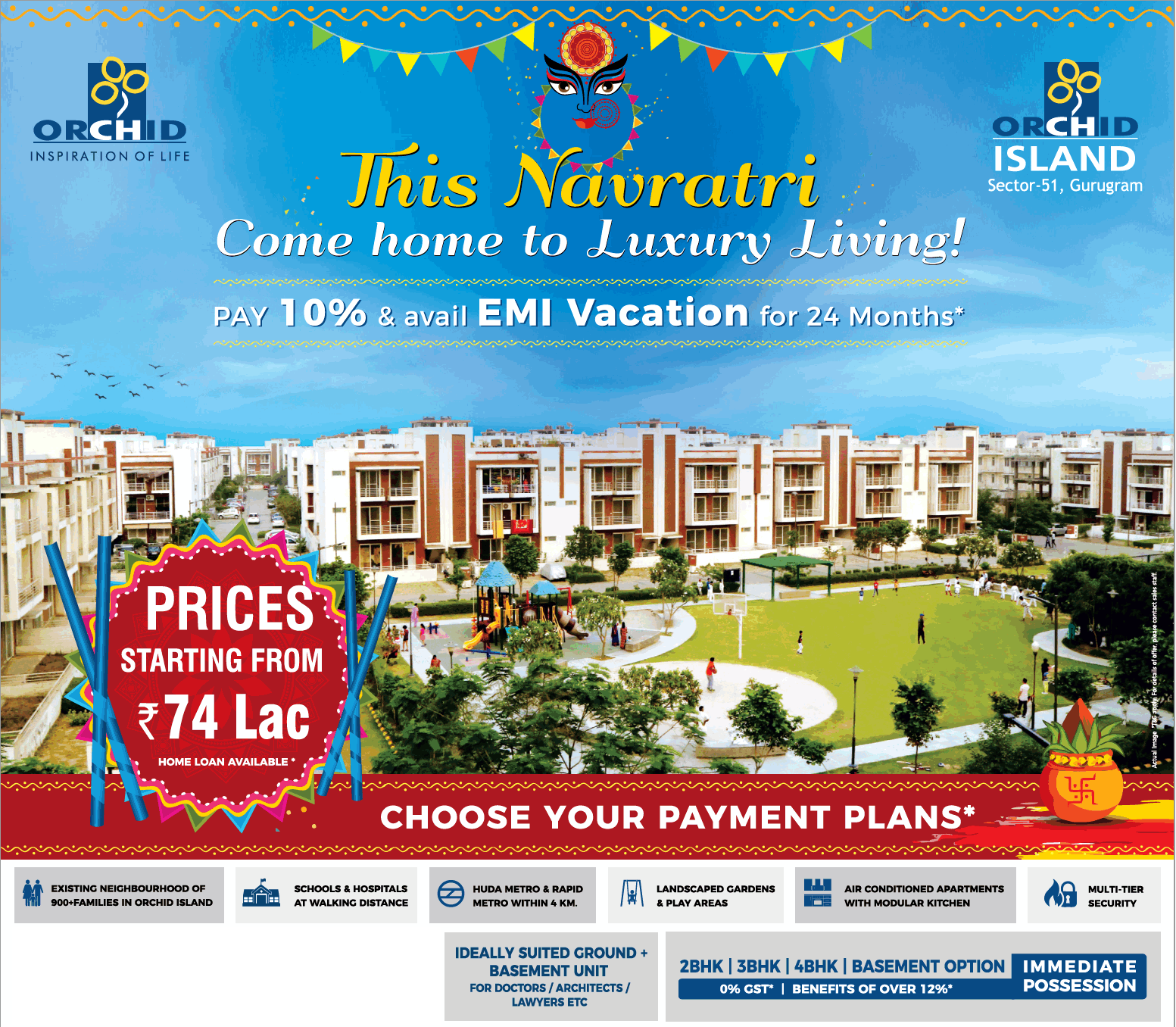 Pay 10% & avail EMI vacation for 24 months at Orchid Island in Gurgaon Update